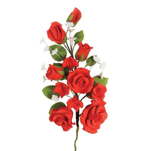 Gum Paste Spray Red Rose 170mm