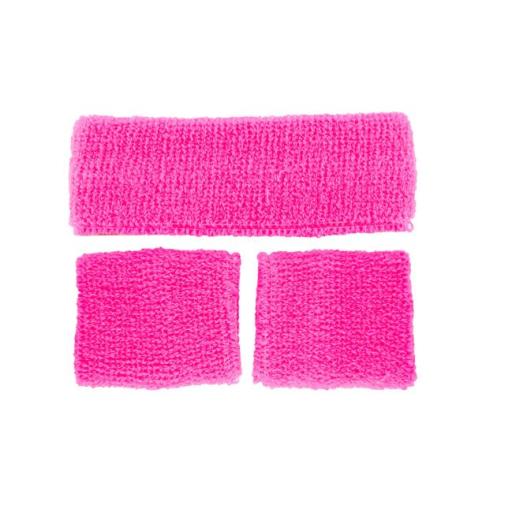 80's Sweatband & Wristbands - NEON PINK