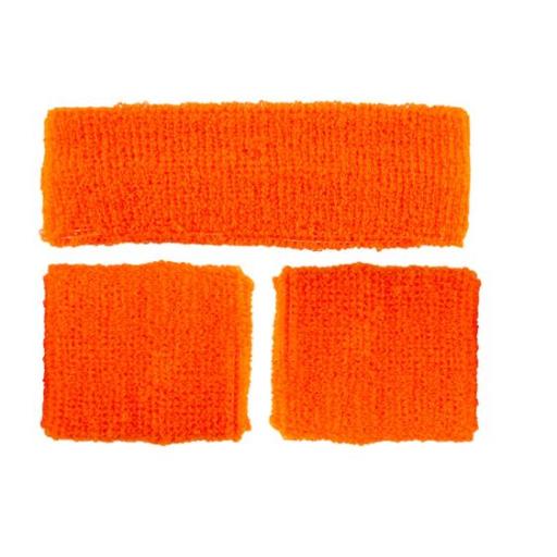 80's Sweatband & Wristbands - NEON ORANGE