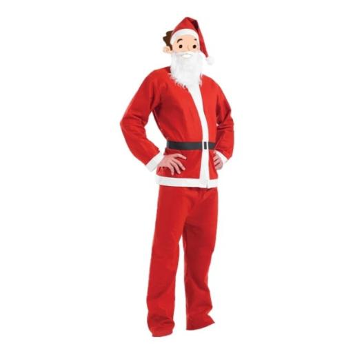 Adult Santa Suit with Hat Jacket Trouser Belt and Beard