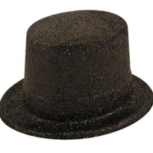 Glitter Adult Top Hat - Black