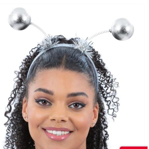 Silver Metallic Ball Bopper Headband with Tinsel