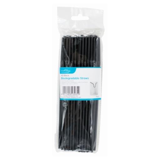 Ashley 40 Biodegradable Straws - Black