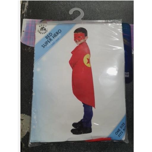 Child's Red Superhero Cape & Mask One Size (New In Pack,Henbrandt)