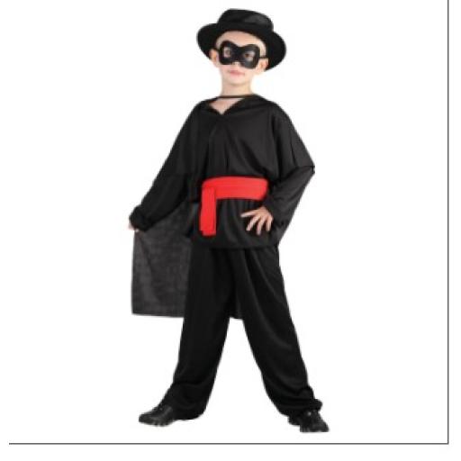 Bandit Boys Costume Zorro Suit with Hat Size Small