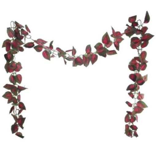 8ft CHAINLINK COLEUS LEAF GARLAND RED/GREEN