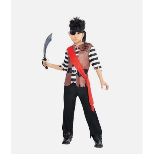 4 Piece Ahoy Pirate Captain Size Large Boys Buccaneer Shipmate Kids Costume