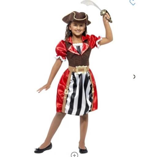 Pirate Jane Child Costume With Hat Size Small