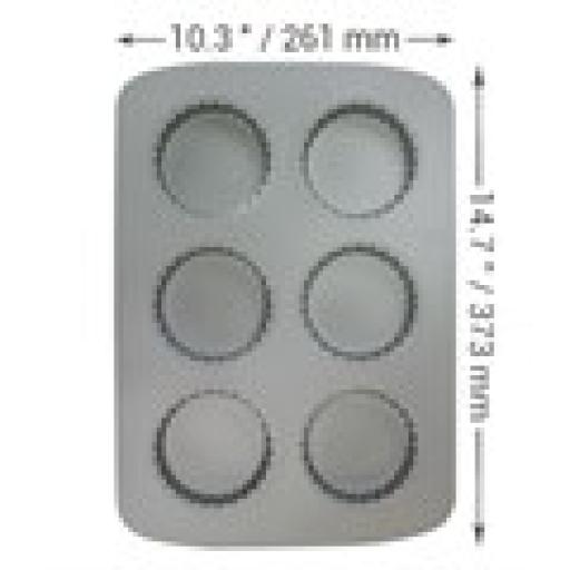 Non Stick - 6 Cup Tart Pan (37.3 x 26.1mm / 14.7 x 10.3")
