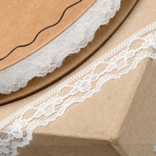 Nylon Lace Ribbon With Flower Ivory - 10mm x 1m
