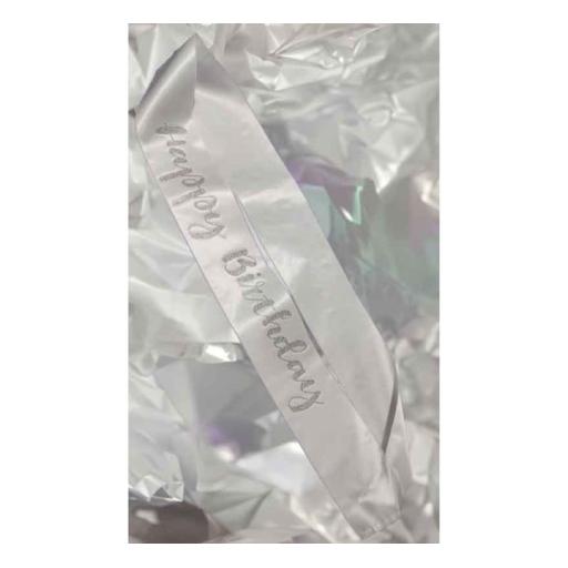 Silver Diamante Happy Birthday Sash