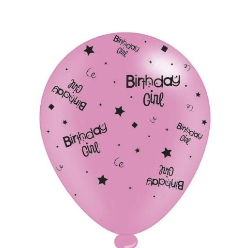 Birthday Girl Latex Balloons (6 pks of 8 balloons)