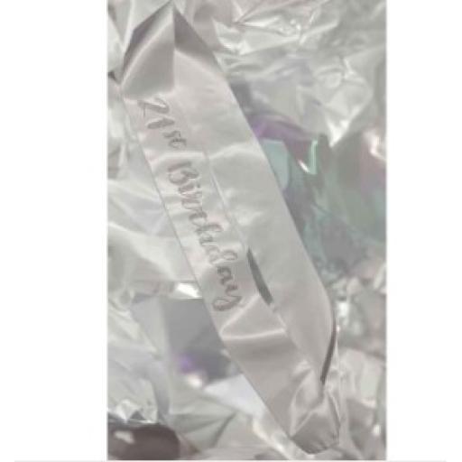 21St  Birthday  Silver Diamante  Sash