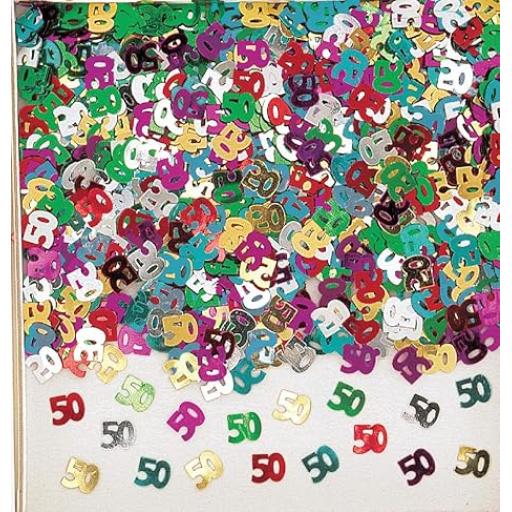Number 50 Multi Colour Metallic Confetti 14g