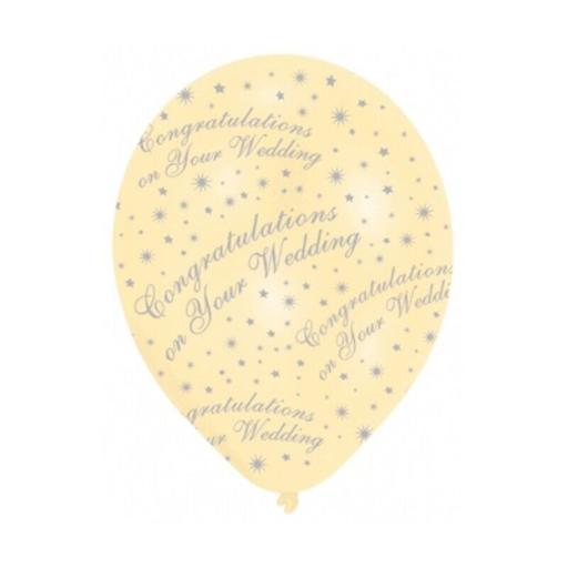 All Round Printed Congratulations On Your Wedding Pearl Ivory Latex Balloons 11"
