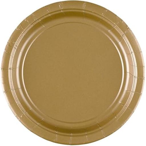 8 Gold Paper Plates 9"