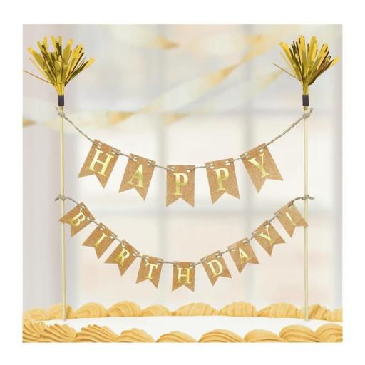 Gold Cake Pick Banners (23cm x 24cm)