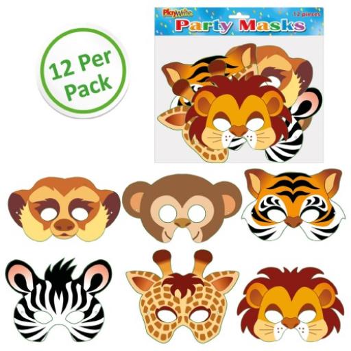 12 Card Jungle Animal Face Masks