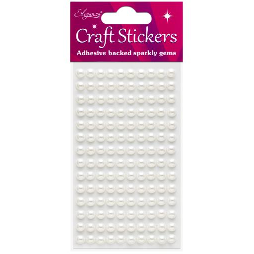 Craft Stickers 6mm x 140 Pearls White