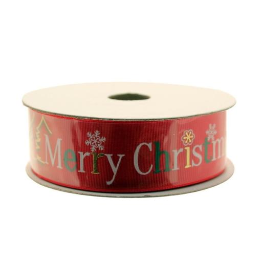 Red Merry Christmas Ribbon (25mm x 10m) £0.99 a meter