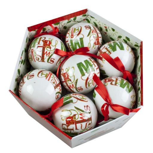 75mm Decoupage Baubles Christmas Tree Merry Christmas