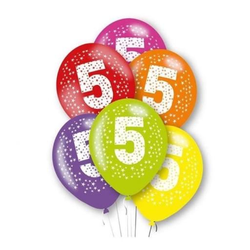11" Assorted Age 5 Latex Balloons 6pk