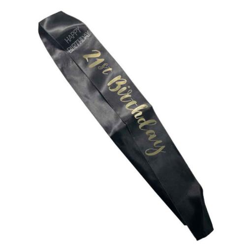 Black Sash with Gold 21st Birthday & Diamante