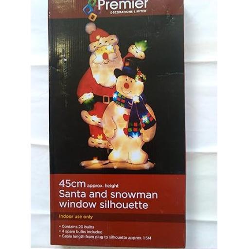 Santa And Snowman Window Silhouette approx. 45cm height
