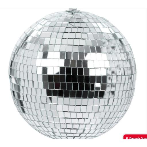 Disco Ball, Silver with Hanging Ring, 20cm