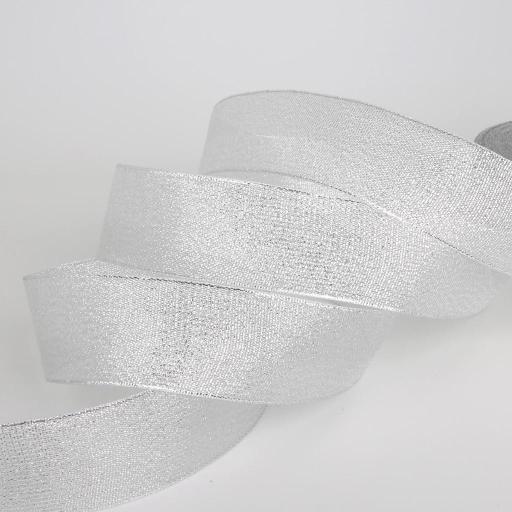White  Org.Ribbon Glitzy Trim 15 Mmx1M