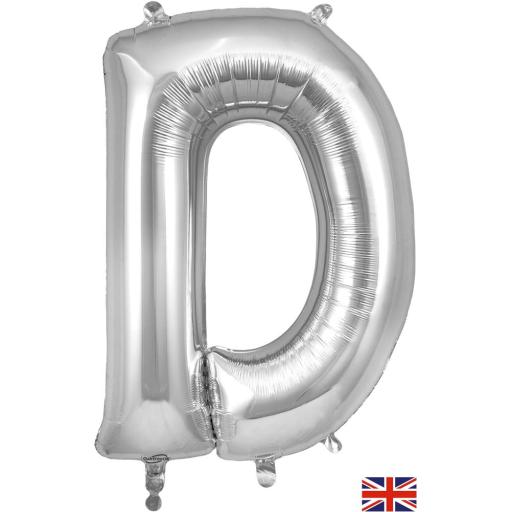 Oaktree 34inch Letter D Silver Foil Balloon