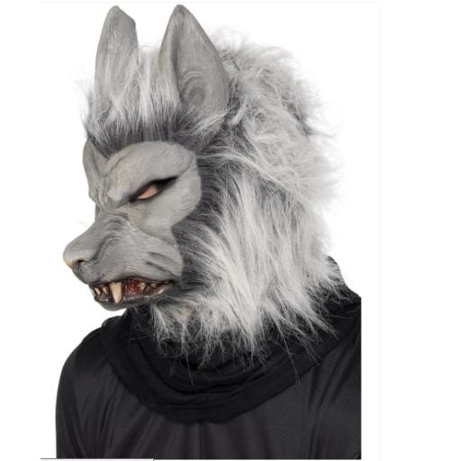 Werewolf Latex Mask, Grey with Hair & Ears