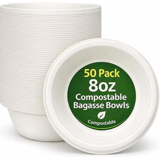 8 0z Bagasse Dessert Bowls