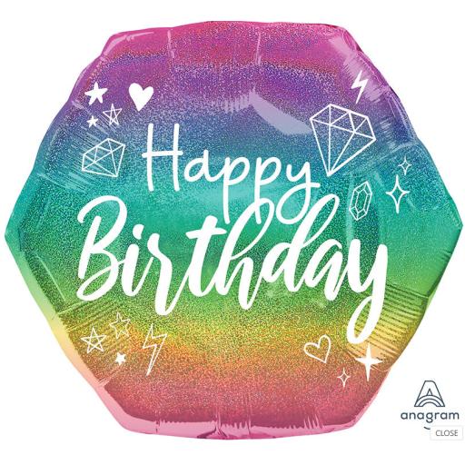 23" Sparkle Birthday Holographic SuperShape Foil Balloon