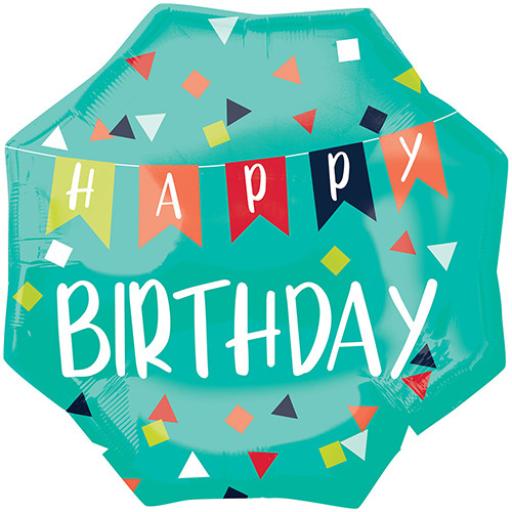 22 " Birthday Reason to Celebrate Supershape Foil Balloon (1) 22 inch Birthday Reason to Celebrate Supershape Foil Balloon