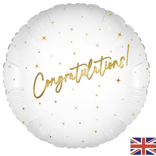 18Inch Elegant Sparkle White Congratulations Holographic Foil Balloon