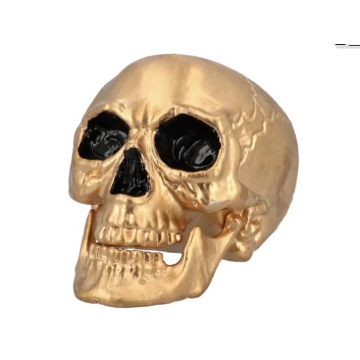 Skull Maxilla gold with movable jaw (17 x 17 x 24 cm)