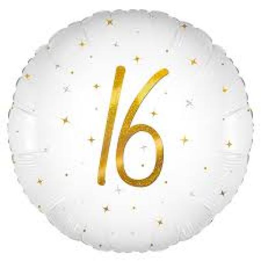 Age 16 18" Elegant Sparkle White  Holographic Foil Balloons